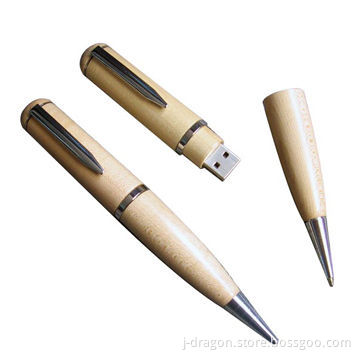 Natural Wood Pen Shape USB Flash Drive Disk